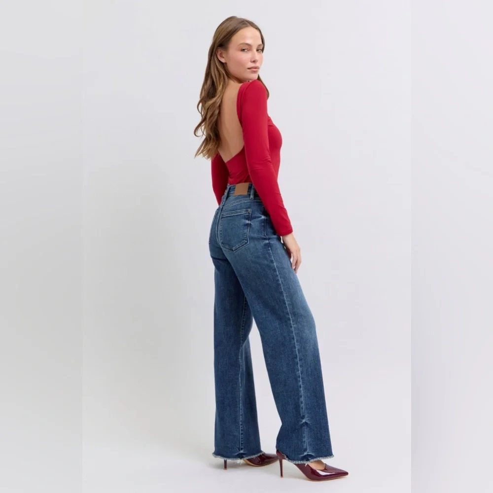 NEW 🎉 Judy Blue Full Size Raw Hem Mid Rise Jeans - Picture 7 of 10